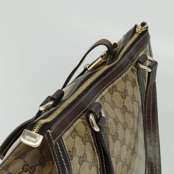 GUCCI GG Crystal Tote Bag Coated Canvas Beige Gold - Picture 6 of 12